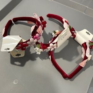 NWT Kaiya Eve Girls Red Velvet Floral Headband